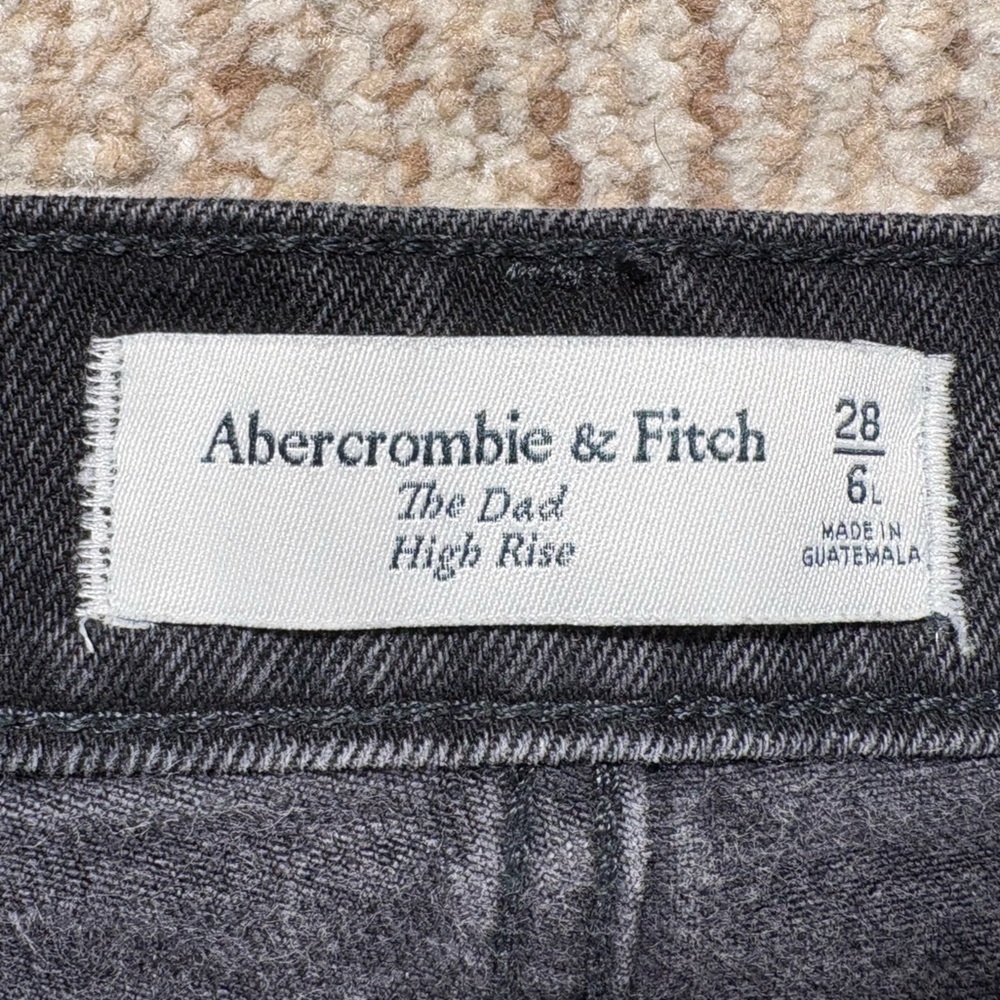 Abercrombie & Finch Black The Dad Highrise Jeans Crossover Front Size 6 Long - Picture 5 of 11